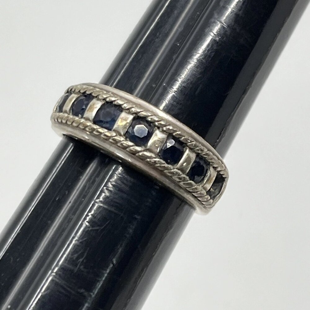 Vintage Estate CNA Signed Sterling Silver & Genuine Blue Spinel Ring Sz 7 READ
